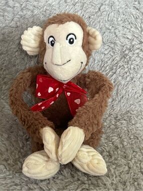 Dan Dee Monkey Plush Stuffed Animal Toy with Heart Bow Hook and Loop Hands